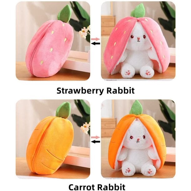 🔥2024 HOT SALE - 49% OFF🔥Strawberry Bunny Transformed into Little Rabbit Fruit Doll Plush Toy