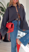 Ladies Lapel Striped Fashion Shirt