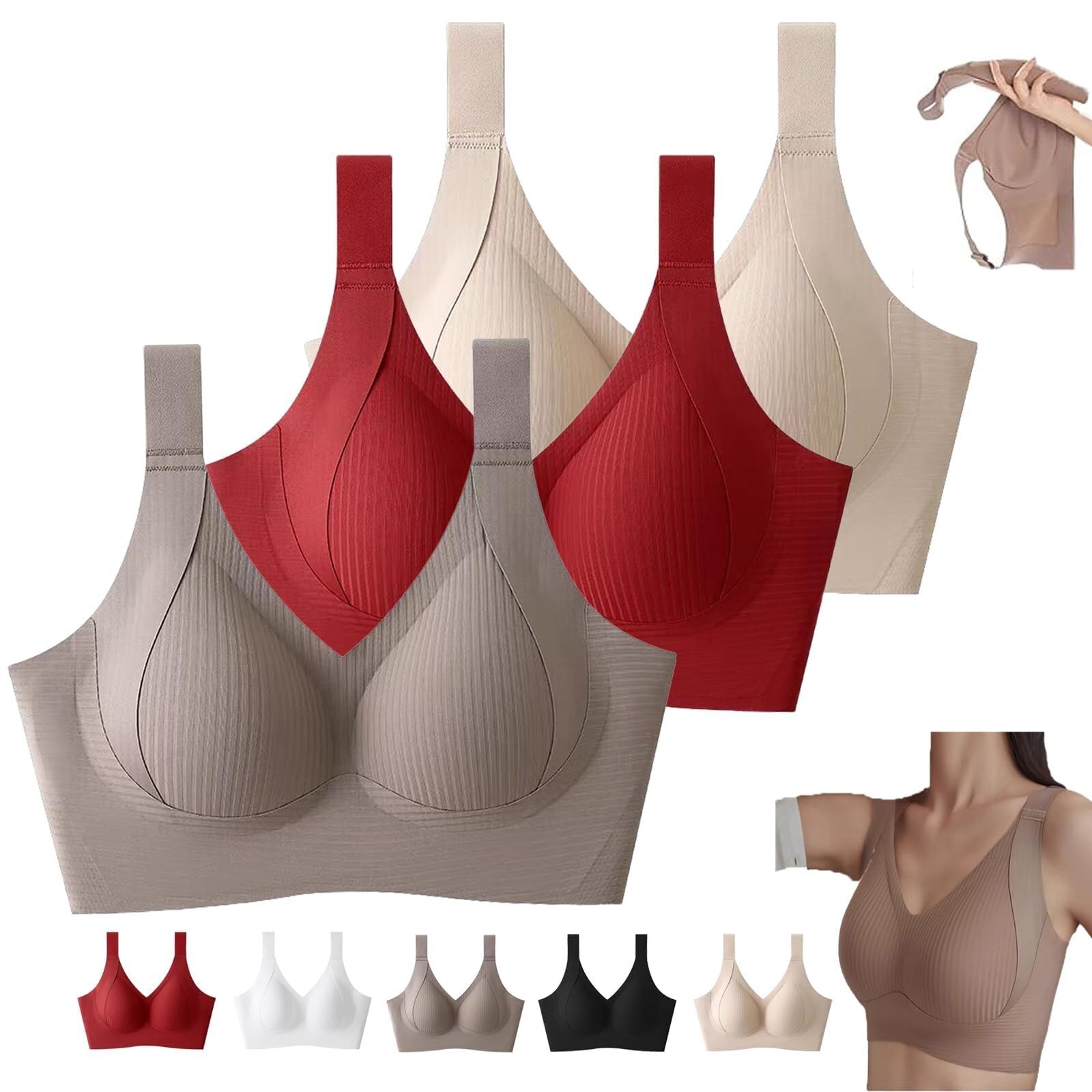 🎁 Last Day Promotion 70% OFF🔥Women's Ribbed Push Up Adjustable Wireless Bra