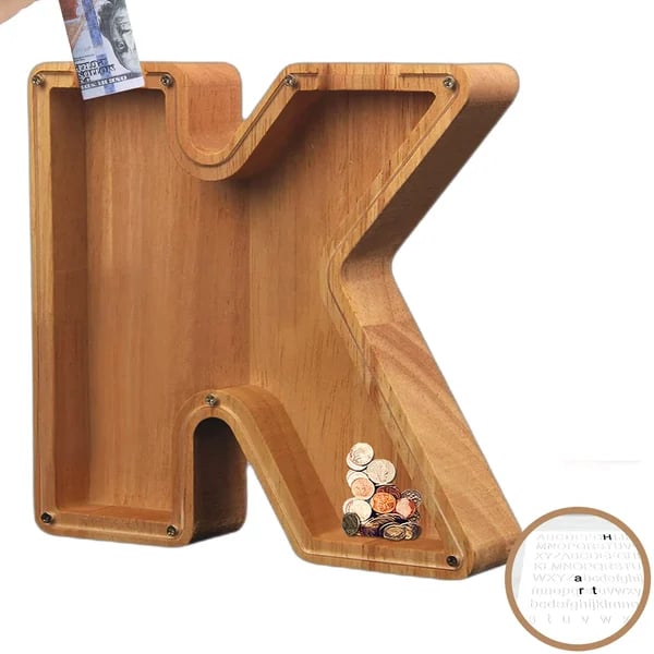 (🔥Last Day Promotion- SAVE 70% OFF)Large Personalized Wooden Alphabet Piggy Bank-Buy 2 Get VIP Shipping