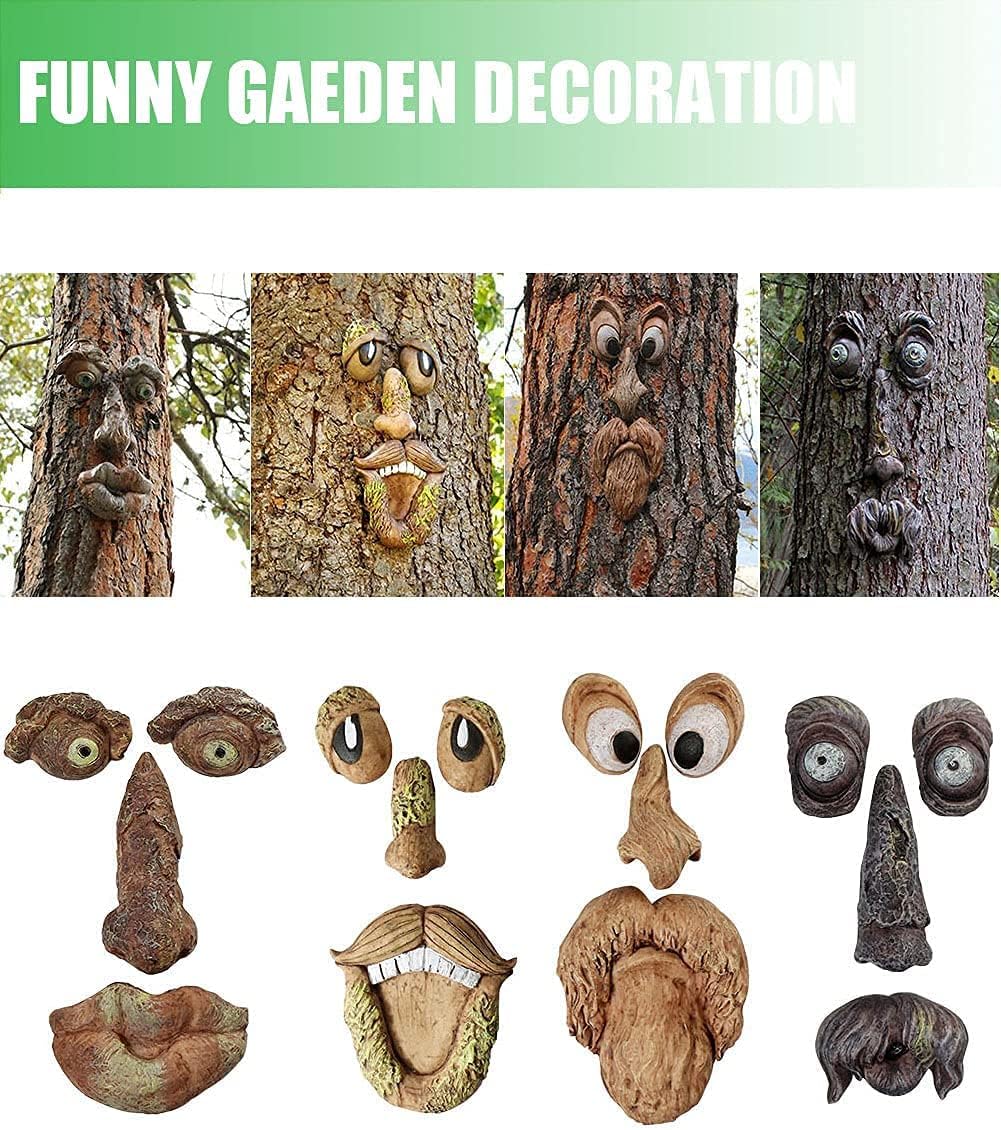 🌳Bark Ghost Faces Decorate Fun Yard Art