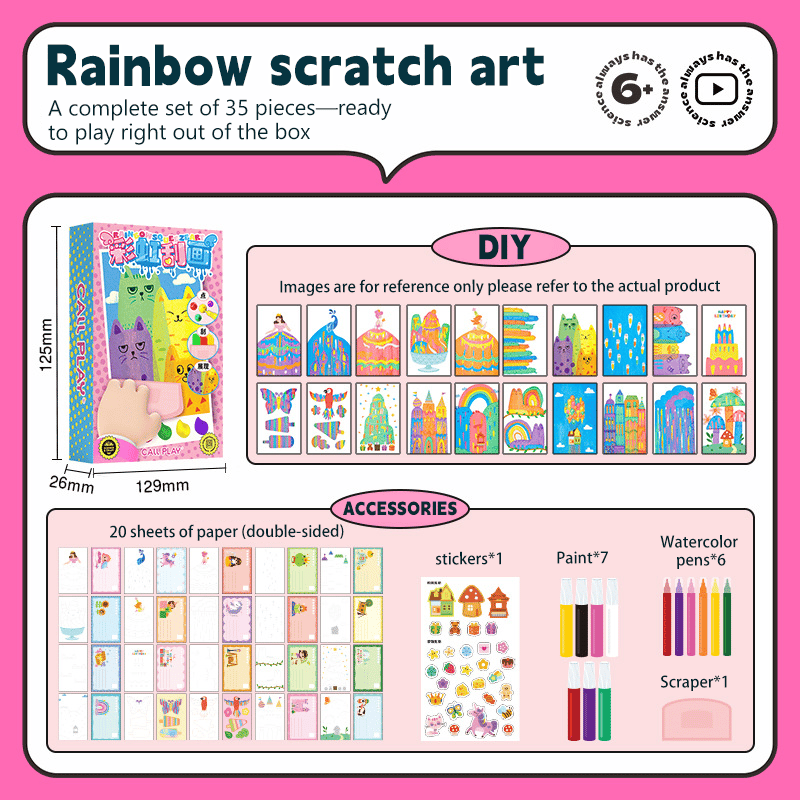 🎄2025 New Year HOT SALE-49% OFF🎅20 Pcs DIY Rainbow Scratch Art Set