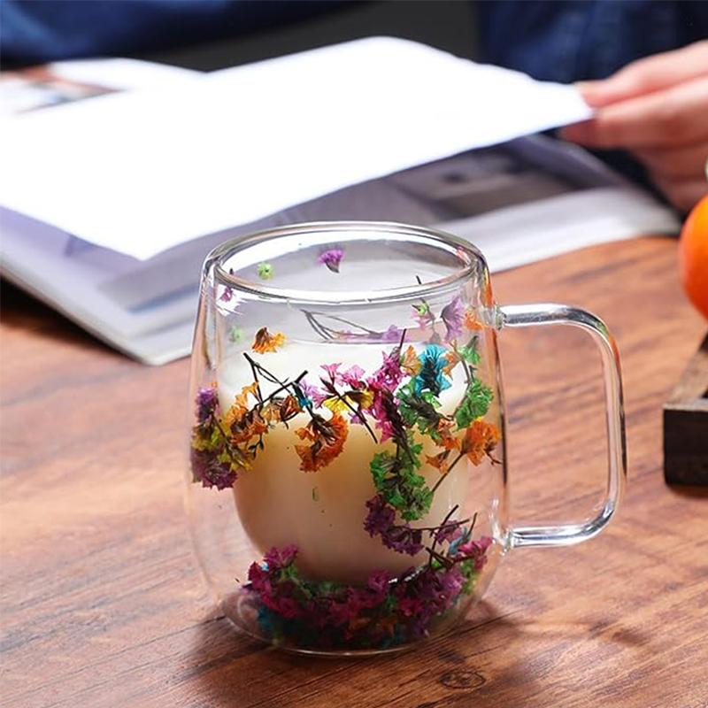 🎁TikTok Last Day Sale - 70% OFF🎄🌸Transparent Double Glass Flower Tea Cup