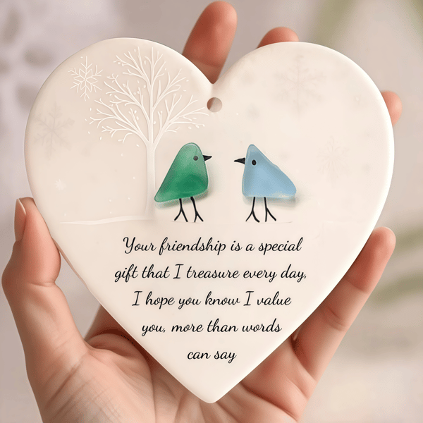 🌊Heart-Shaped Sea Glass Friendship Decor💝✨ Shaped by Nature & Crafted by Hand!