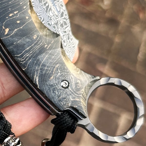 Handmade Damascus steel Folding Pocket EDC Knife-with cowhide sheath And pocket clip