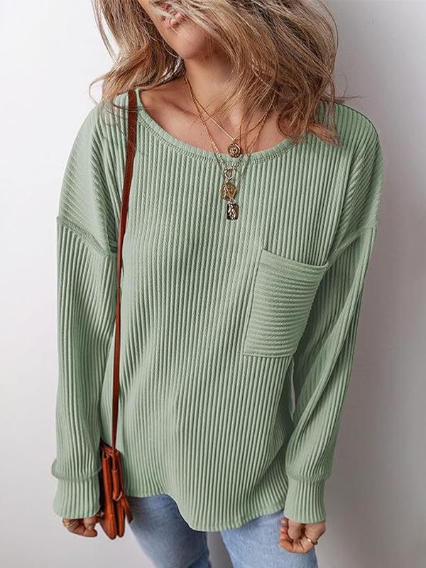 Women's casual round neck loose long sleeve T-shirt