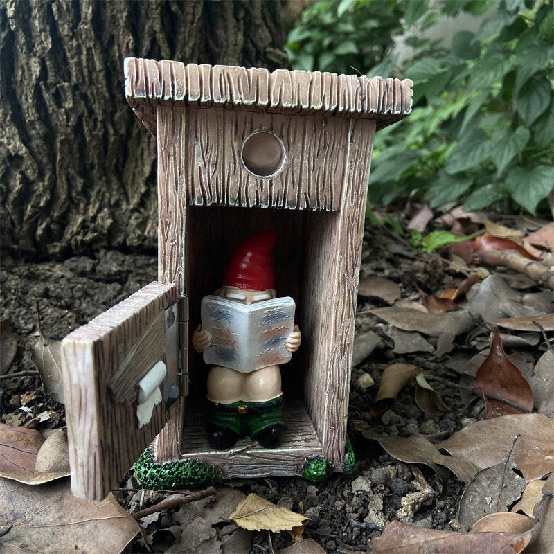 🚽 Gnome On The Toilet Funny Garden Statue