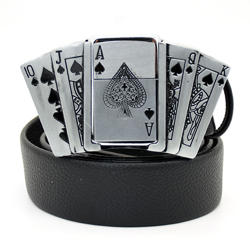 (🔥New Arrival) Fashion Punk Genuine Leather Belt With Lighter