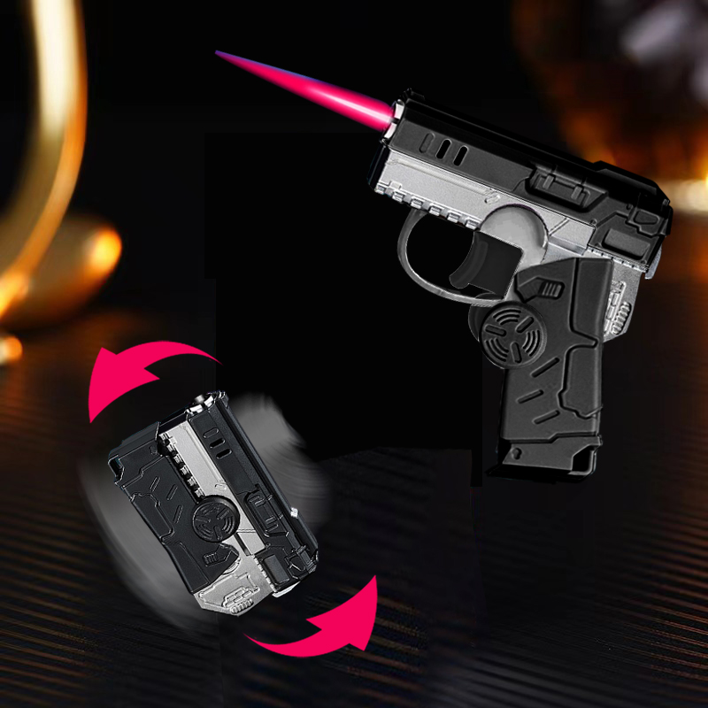 🔥Pistol Fidget Spinner Windproof Lighter,😎Fun Relaxing Lighter