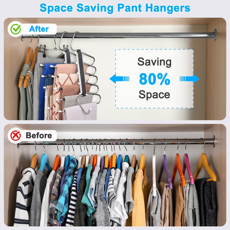 💥LAST DAY SALE 50% OFF💥Pants Hangers Space Saving Clothes Hanging 5 Layers