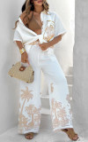 Women's Lapel Holiday Print Sequin Casual Suit