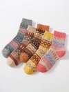 Christmas autumn and winter warm mid-calf socks, five pairs
