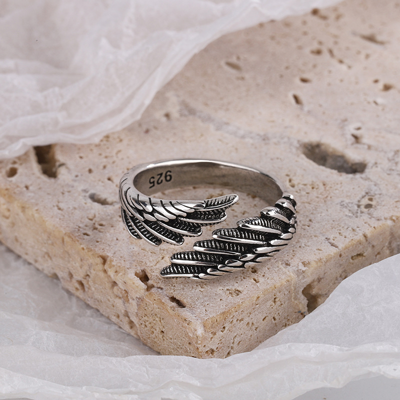 925 Sterling Silver Angel Feather Rings
