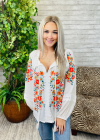 🔥The last day of sale 60% off - Boho floral embroidered tassel tie top