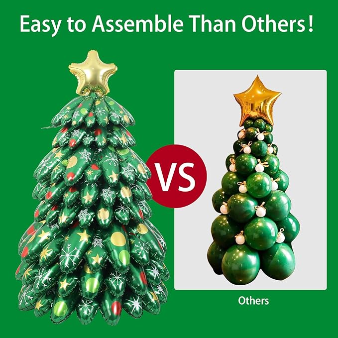 🌲Early Sale-50% OFF - 51 Inch Christmas Tree Balloons with Golden Star, 🔥Buy 2 Free Shipping