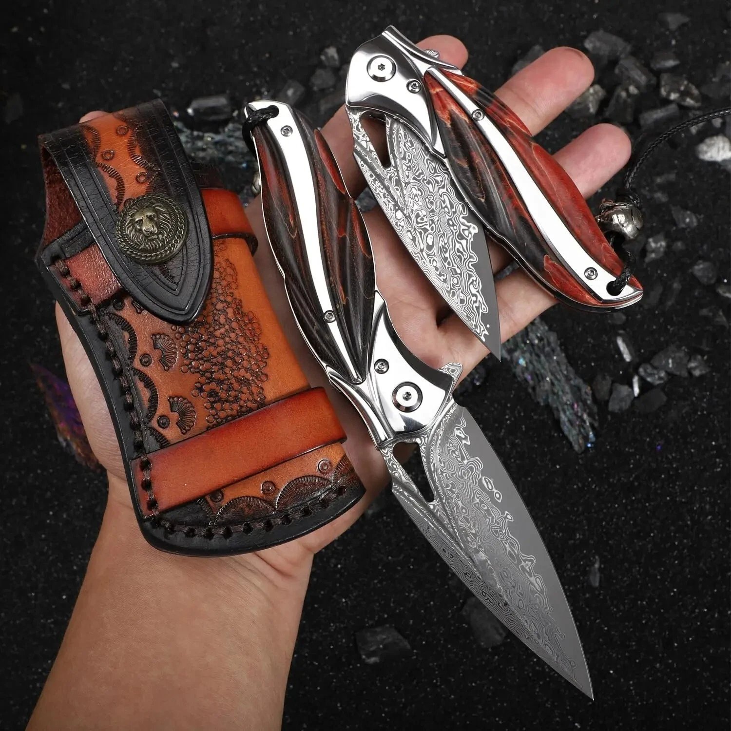 Purely Handmade VG-10 Damascus Folding Knife | EDC Camping Tool