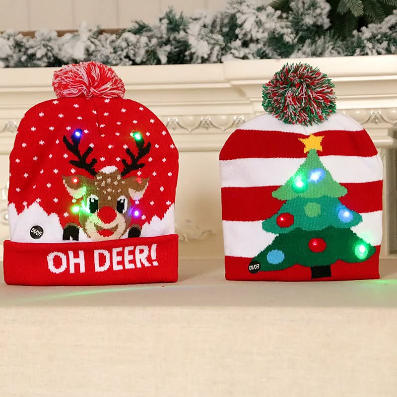 (🎄🎅 Christmas Early Special Offer -50% OFF) 🎅Christmas Colorful Glowing Knitted Hats, Buy 3 Free Shipping