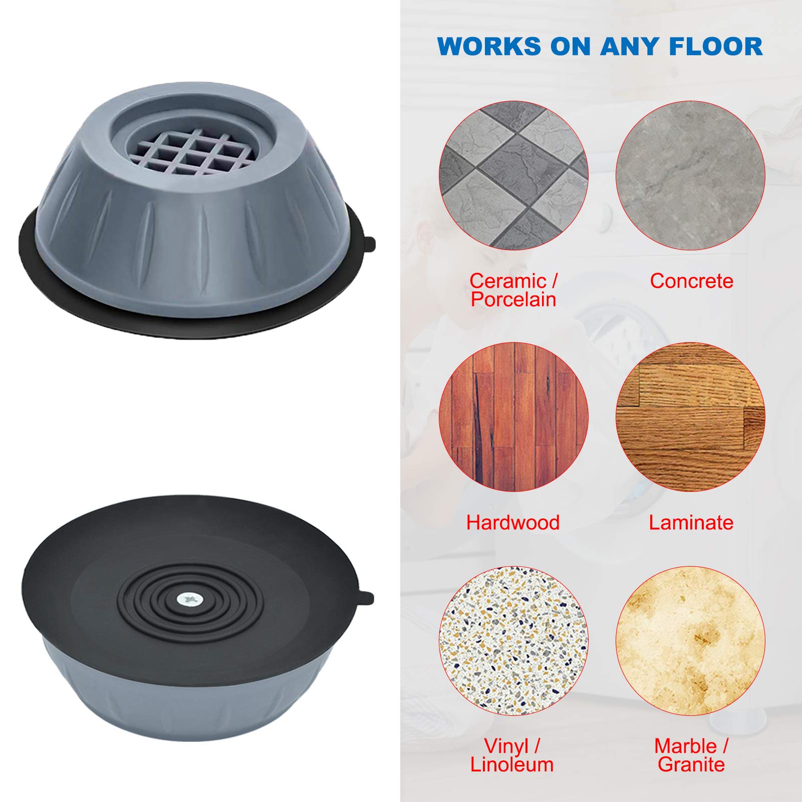 🔥49% OFF TODAY🔥Non-Vibration Rubber Washing Machine Feet-Buy 2 Get 1 Free