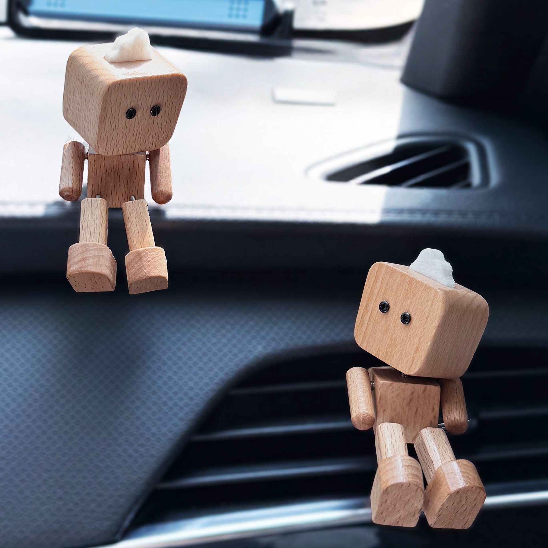 🔥Letzter Tag 50% RABATT-Charmante kleine Holzfigur-Aromatherapie im Roboterauto