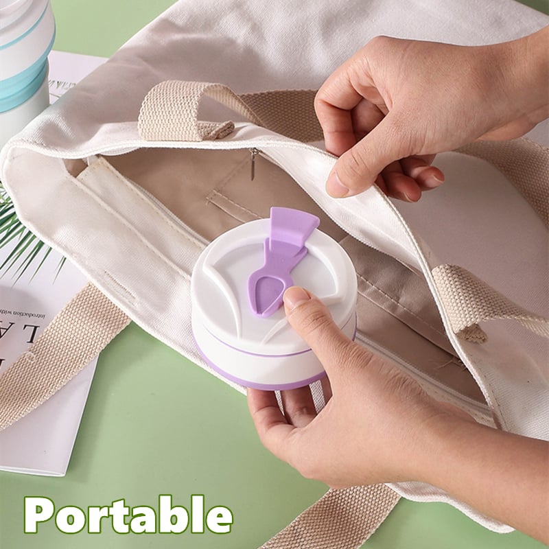 Collapsible To-Go Pocket Size Silicone Bottle for Hot and Cold Drinks - Microwave & Dishwasher Safe
