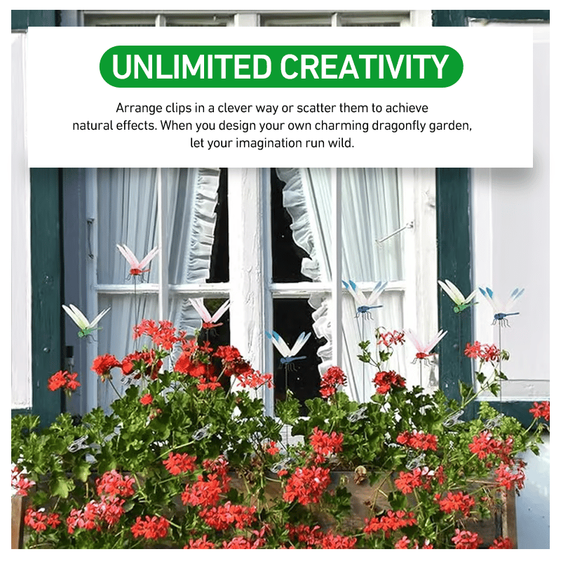 Dragonfly Clip Bug Repe Llent - 3D Dragonfly Garden Decor Deer and Horse Fly Deterrent for Indoor/Outdoor Garden