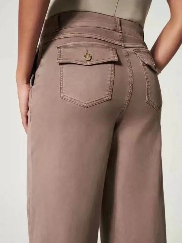 (🔥Last Day Promotion 50% OFF) Tummy Control Twill Cropped Wide Leg Pant - Free Shipping