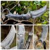 Handmade Damascus steel Folding Pocket EDC Knife-with cowhide sheath And pocket clip