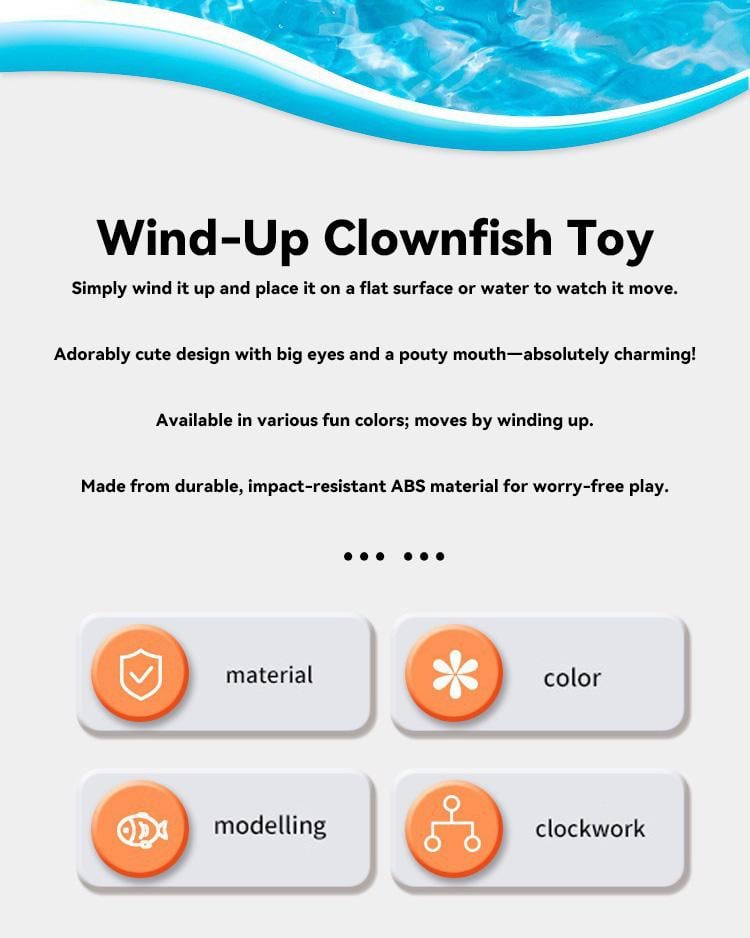 ⏰LAST DAY SALE 50% OFF💥Baby Bath Clownfish Wind-up Toy