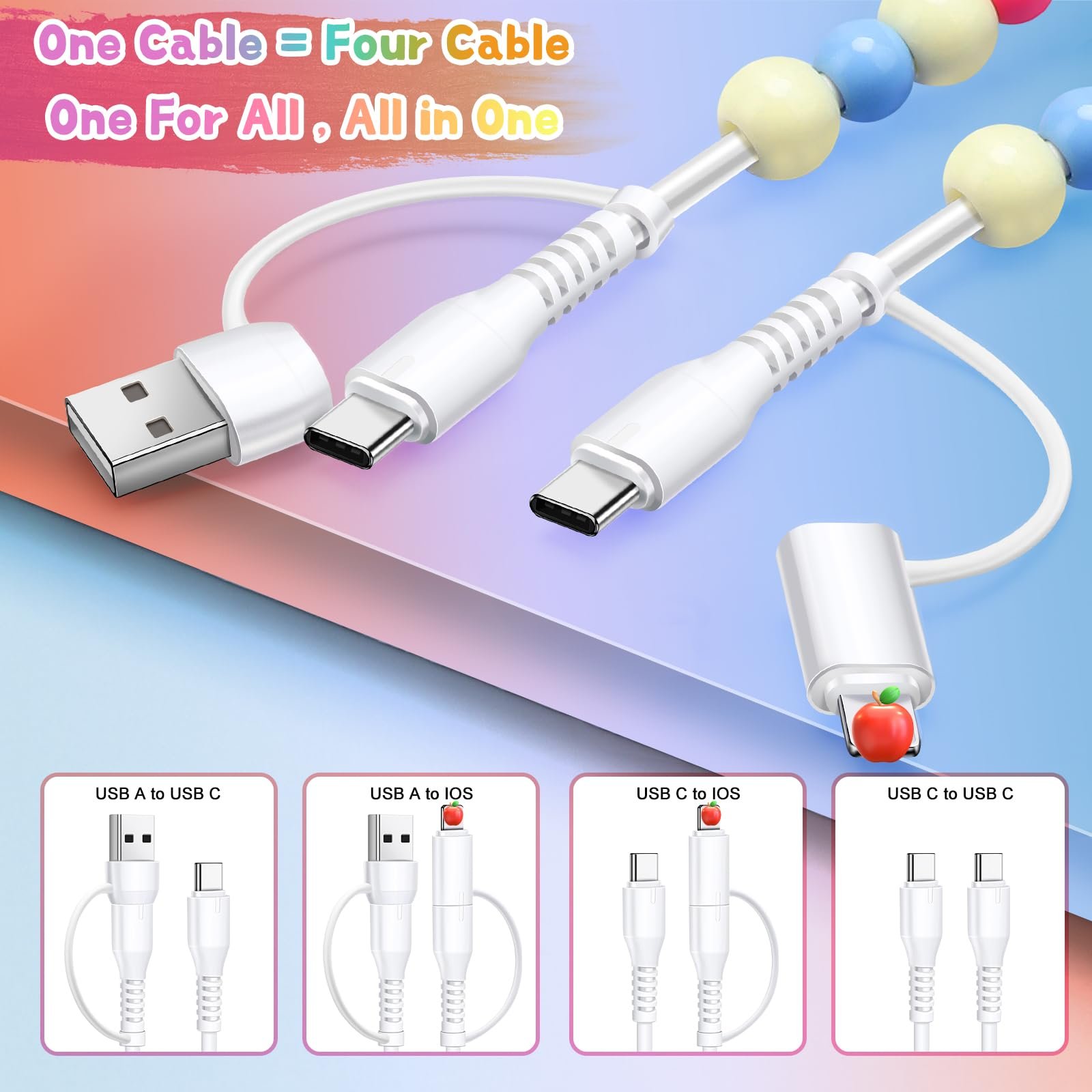 🎁TikTok Last Day Sale - 70% OFF✨4-in-1 Beaded Charging Cord&fast charging cable 66W