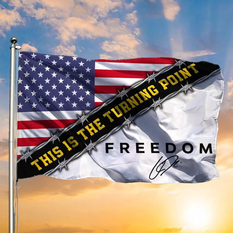 🔴🔵⚪Charlie Kirk Freedom American Flag Patriotic Kirk Memorial Canvas Flag（3x5 ft. (36 x 60 in.)