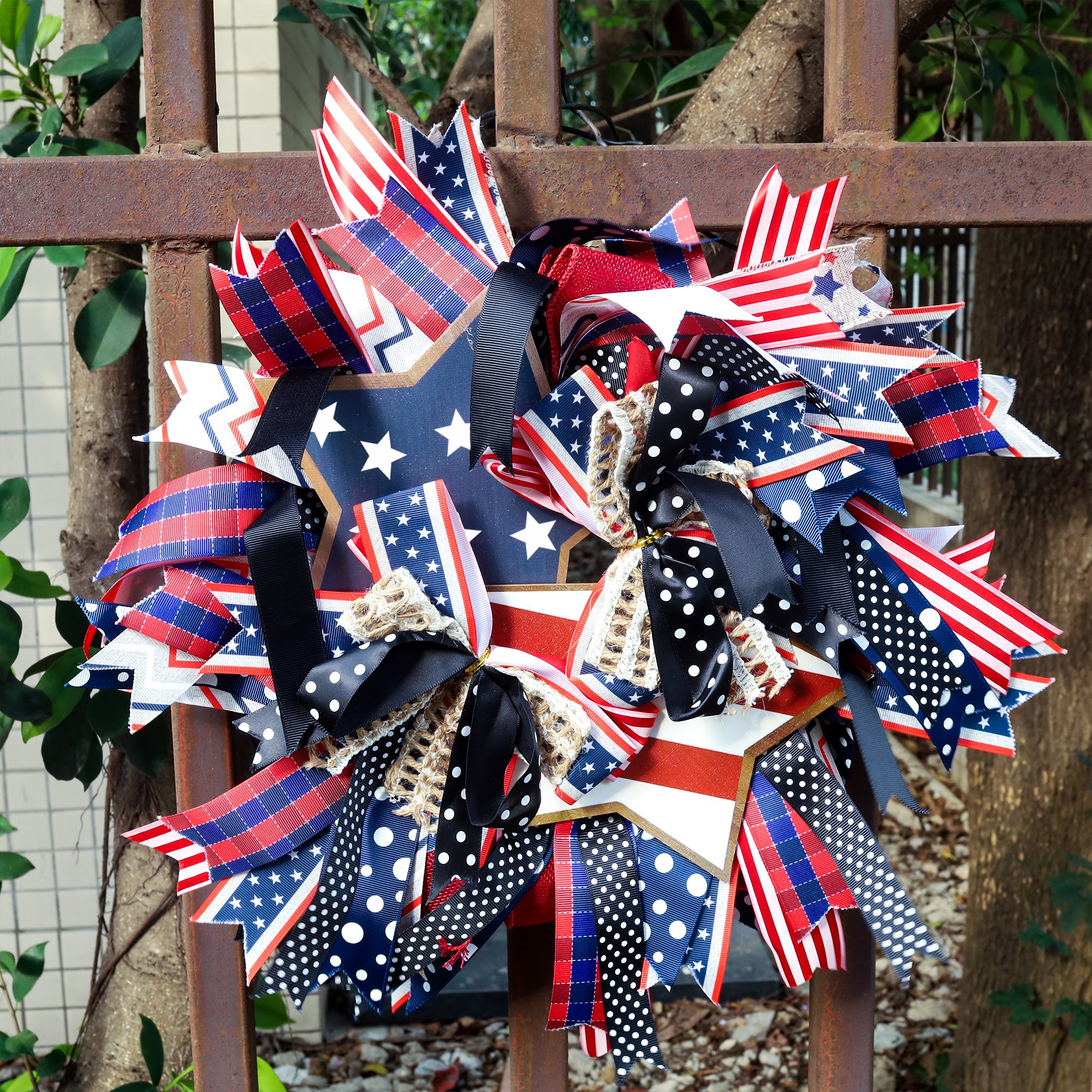 🏵100% Handmade American Patriotic Star Wreath(Mariana Smith Handmade®)