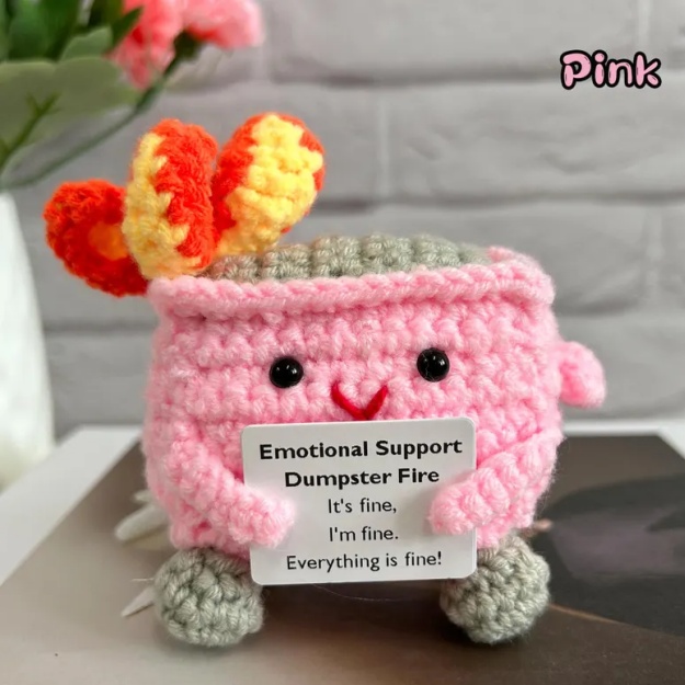 🎁Best Thank You Gift🔥Emotional Support Crochet Dumpster Raging Fire