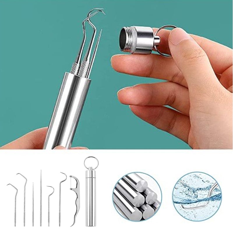 🔥LETZTER TAG 50 % RABATT-Zahnstocher Set aus Edelstahl (7 Stück)