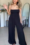 Women's Casual Solid Color Suspender Casual Wide Leg Jumpsuit