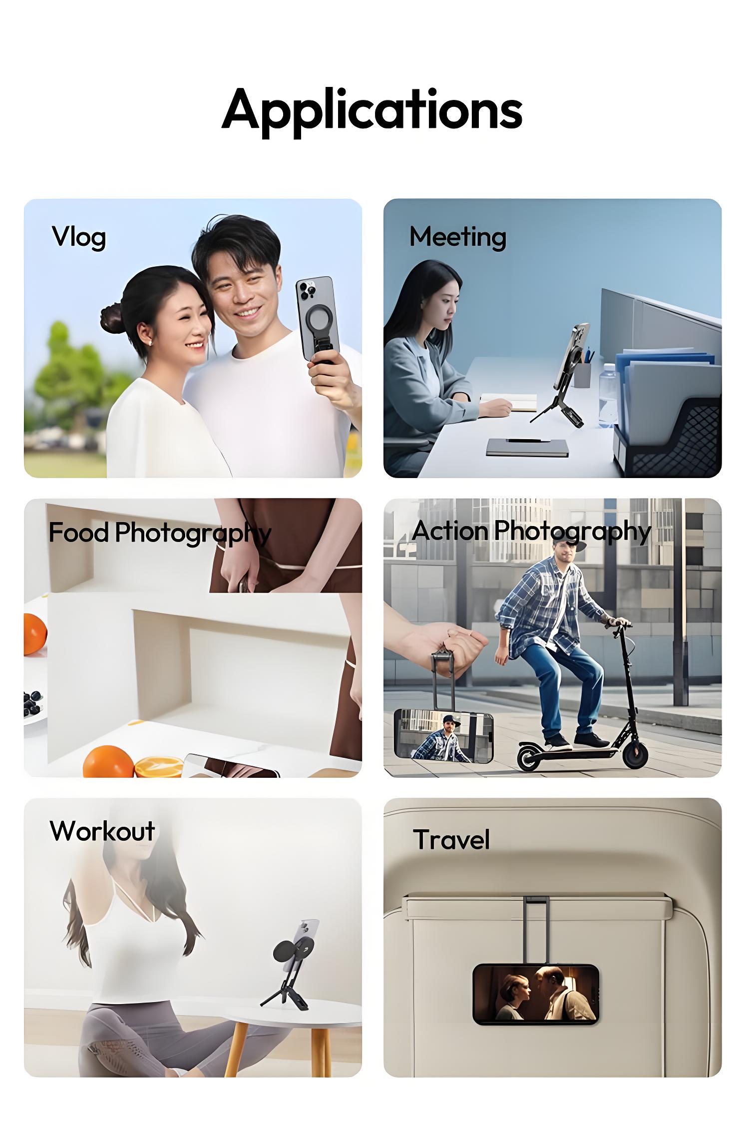 ⏰LAST DAY SALE 50% OFF🔥Magnetic Phone Tripod for iPhone, MA38 Portable Phone Holder Mini Tripod for Magsafe