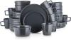 Stone Lain Coupe Dinnerware Set, Service For 4, Black Matte