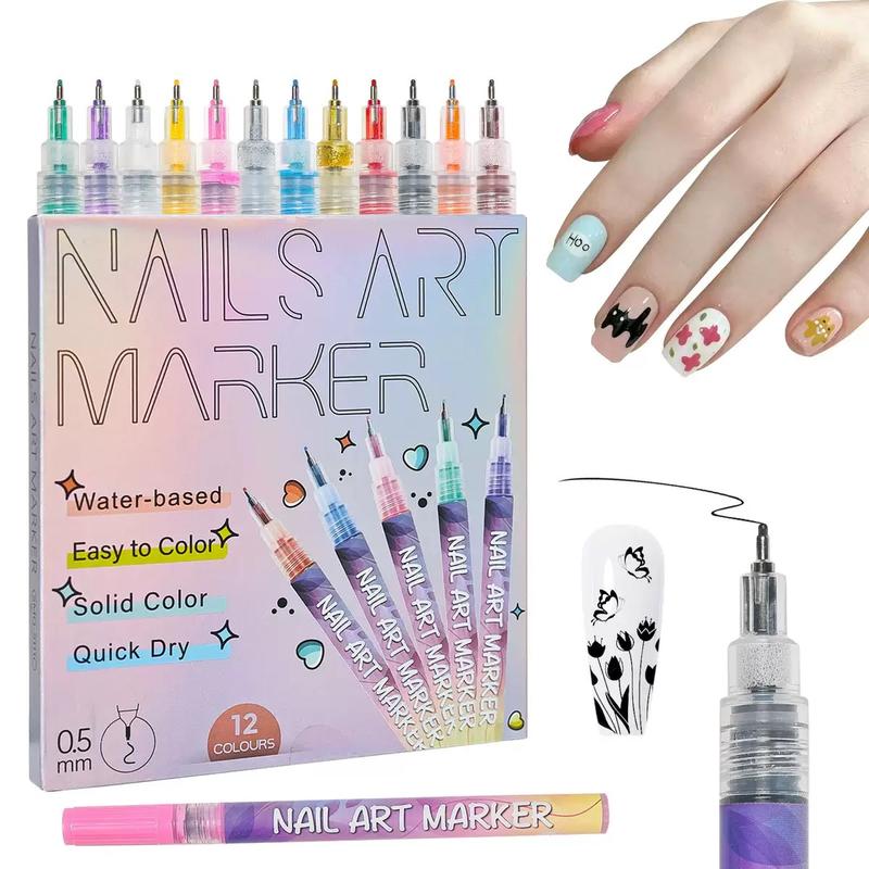 🎨12 Color Nail Doodle Pen for DIY Nail Art