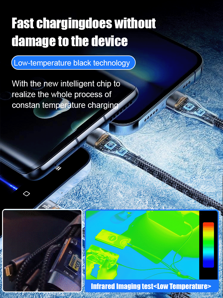 🔥Kaufen Sie 1 und erhalten Sie 1 gratis🔥Transparentes, leuchtendes, superschnelles 3-in-1-Datenkabel