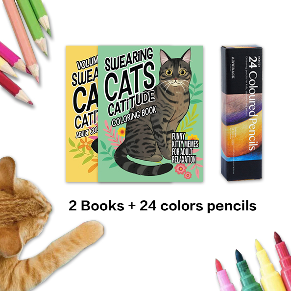 🔥Halloween promotio!🎃 🐱Funny Kitty Memes Coloring Book For Adult Relaxation