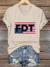 Women's FDT American Flag Upside Down Print Caasual T-shirt
