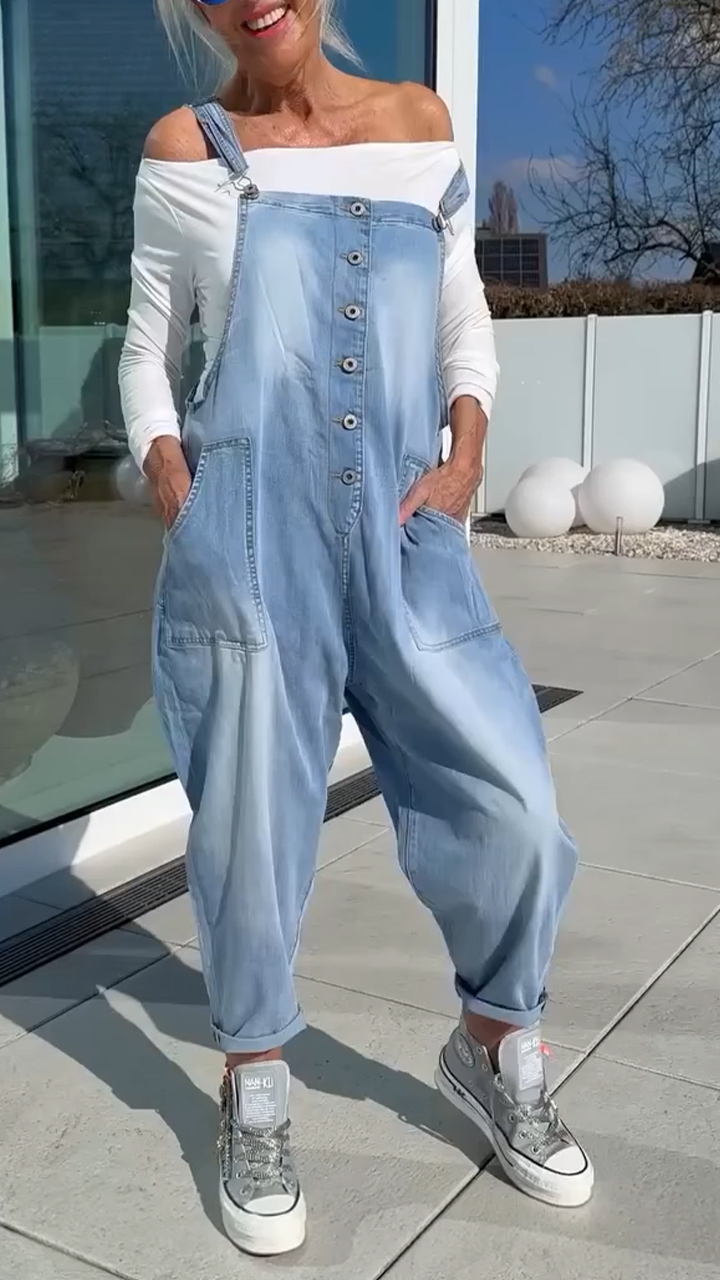 Women Lapel Loose Casual Jumpsuit