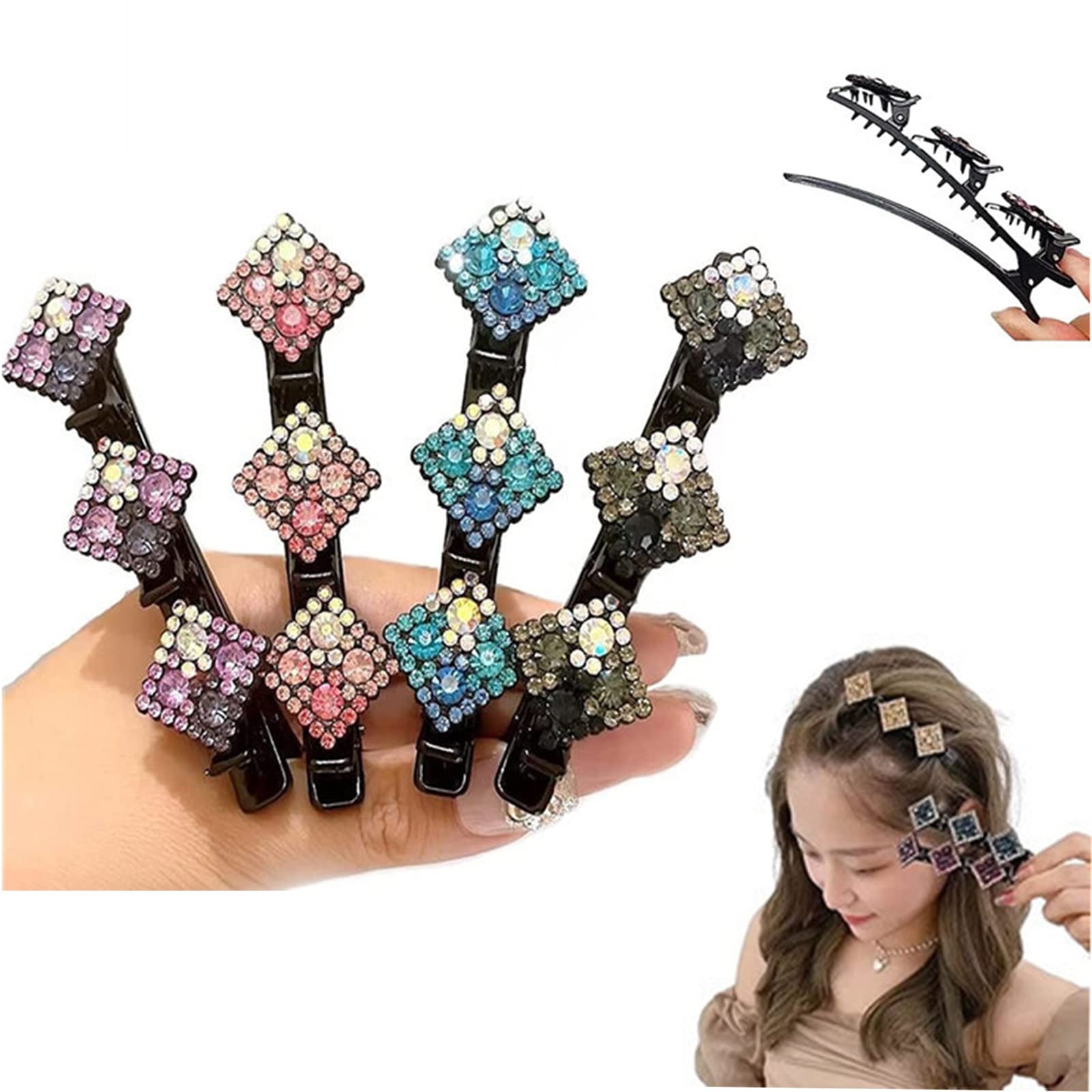 🎄Early Christmas Sale 49% OFF- 🎁New Sparkling Crystal Stone Braided Hair Clips