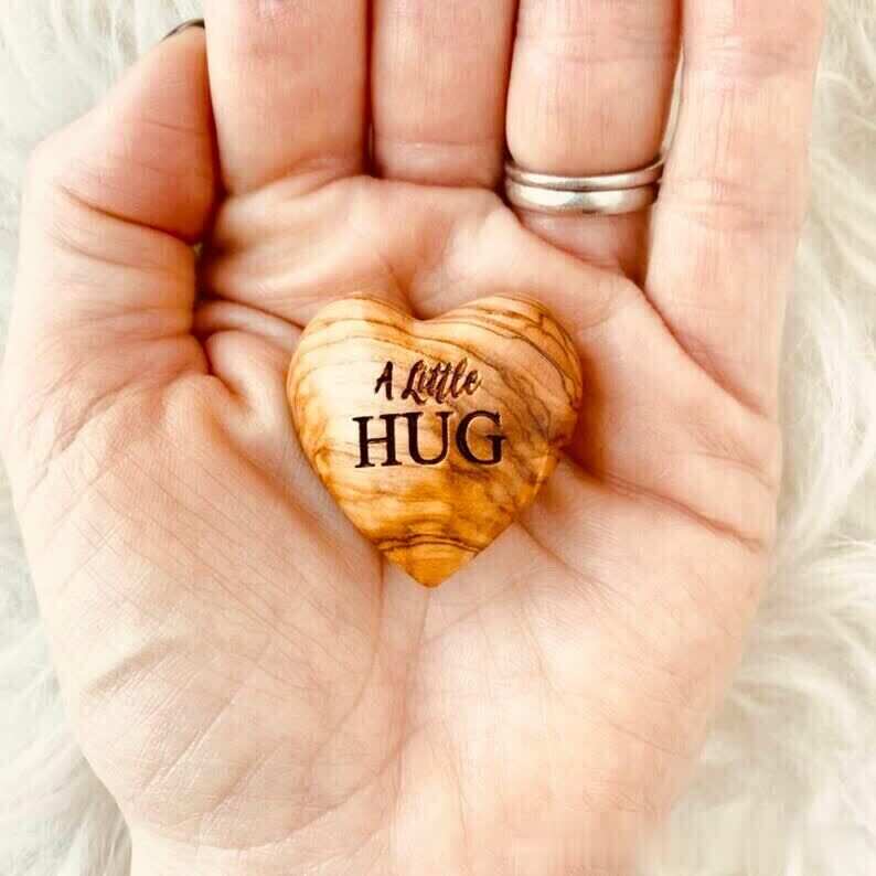 (New Year Sale- 49% OFF) Pocket Hug Wooden Heart Token