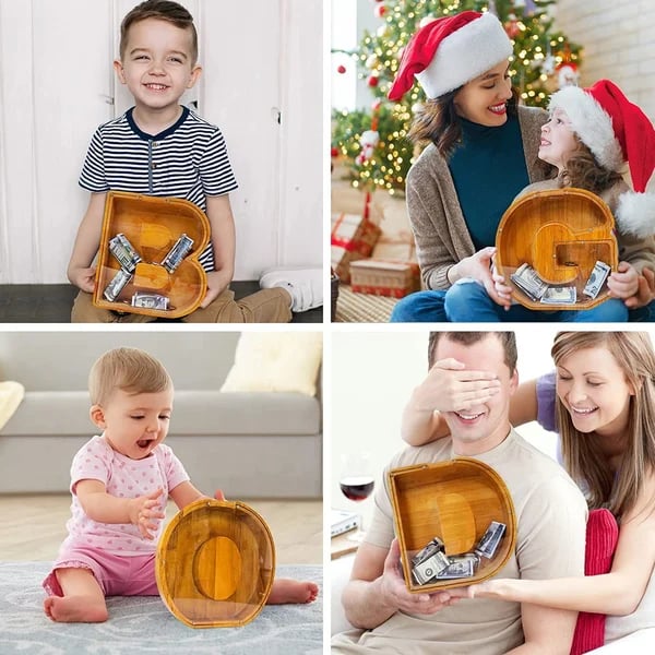 (🔥Last Day Promotion- SAVE 70% OFF)Large Personalized Wooden Alphabet Piggy Bank-Buy 2 Get VIP Shipping