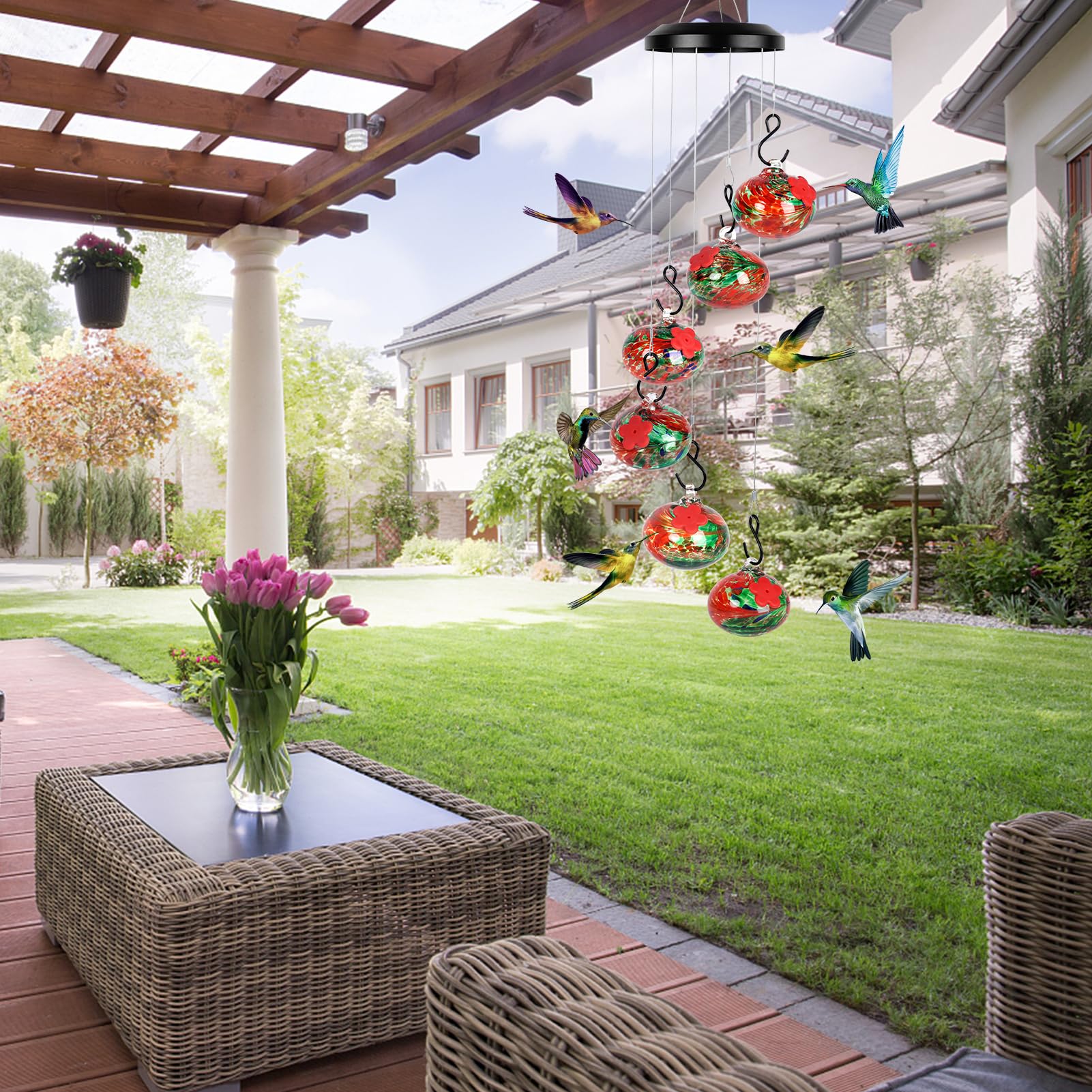 2024 New Charming Wind Chimes Hummingbird feeders Garden Decor