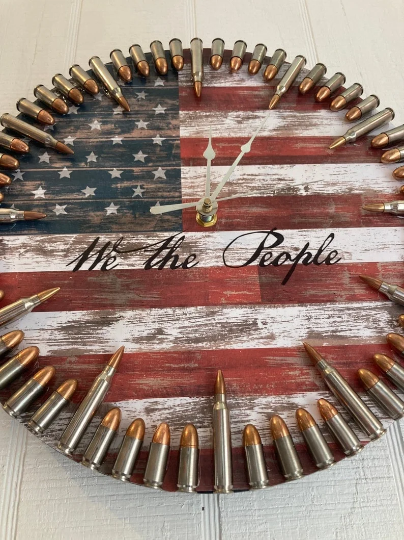 Patriotic “We The People” Flag Bullet Clock