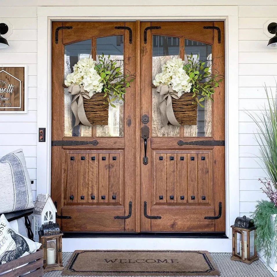 💥LAST DAY SALE 50% OFF💥Cream Hydrangea Door Hanger Basket⚡BUY 2 FREE SHIPPING