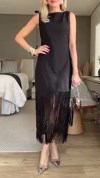 Ladies' Square Collar Patchwork Tassel Temperament Dress