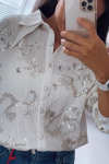 Women's Casual Solid Color Sequins Embroidered Transparent Solid Color