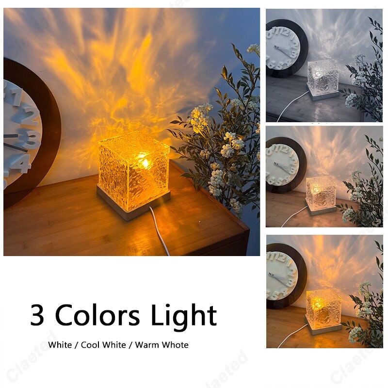 Dynamic Water Ripple LED projector night light flame ambient table lamp decorative lamp